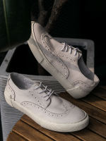 White board shoes, men's top layer cowhide, British brock carved genuine leather, casual low-top lace-up, breathable and versatile single shoes thumbnail 6