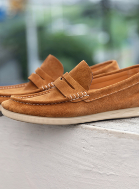 磨砂牛皮豆豆鞋男真皮软底2025夏季英伦风乐福鞋懒人一脚蹬驾车鞋