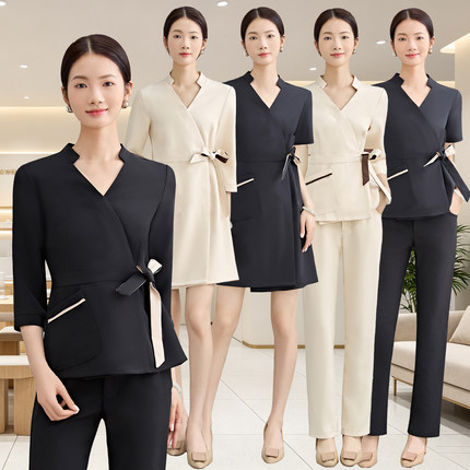 理疗美容院气质套装2026美容师养生馆足疗工作服女夏季薄款技师服