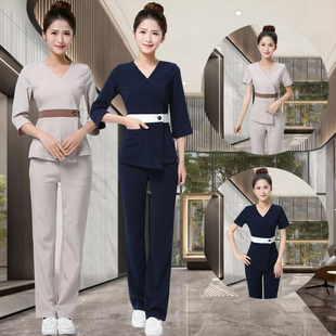 长裤 推拿按摩技师服女美容师工作服气质高端新款 秋冬款 美容院套装