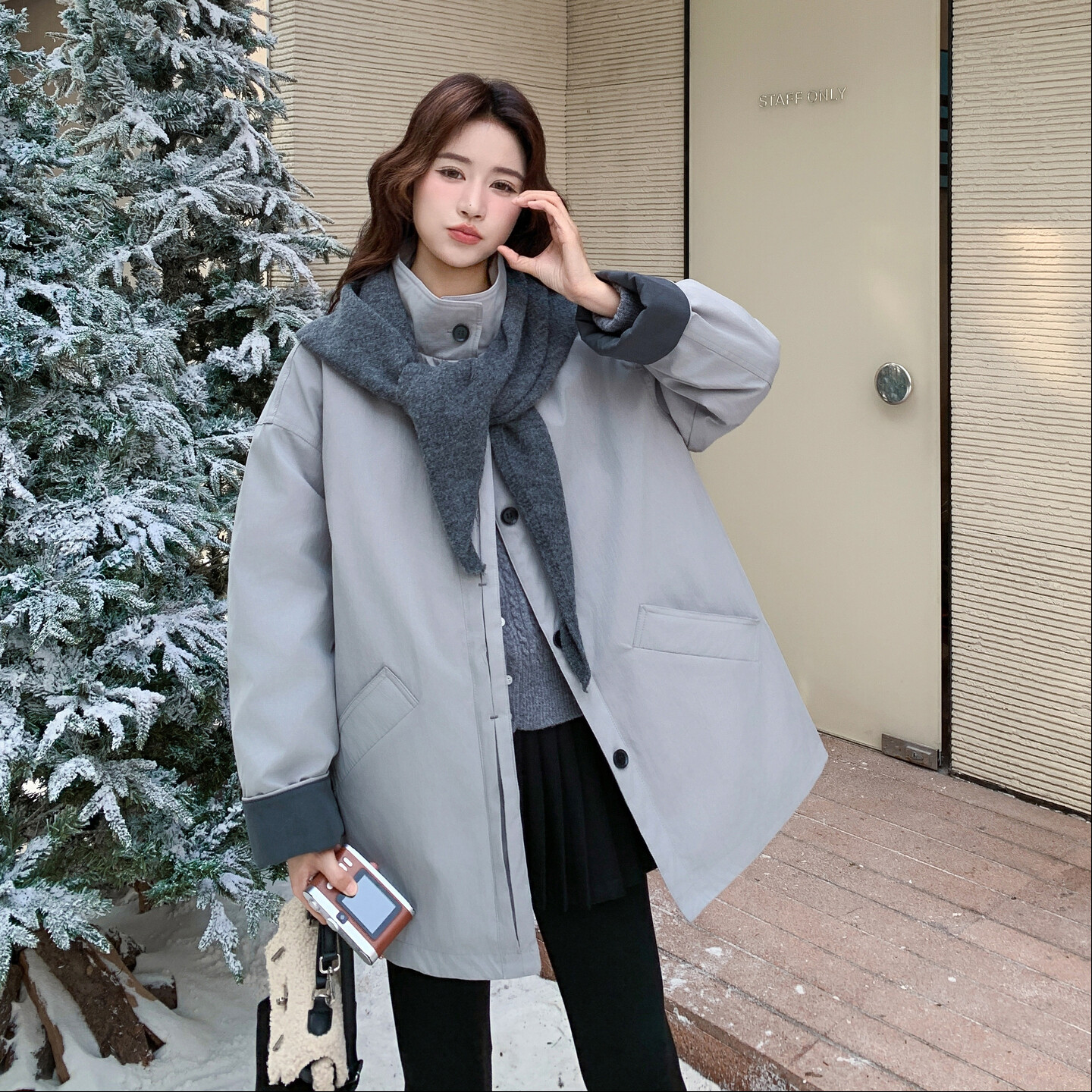 【档口现货】撞色配围巾款高定羽绒服2C233-816-P275-K369