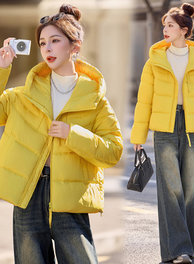 现货2025冬装新款时尚连帽棉衣外套保暖加厚气质百搭简约显瘦棉服