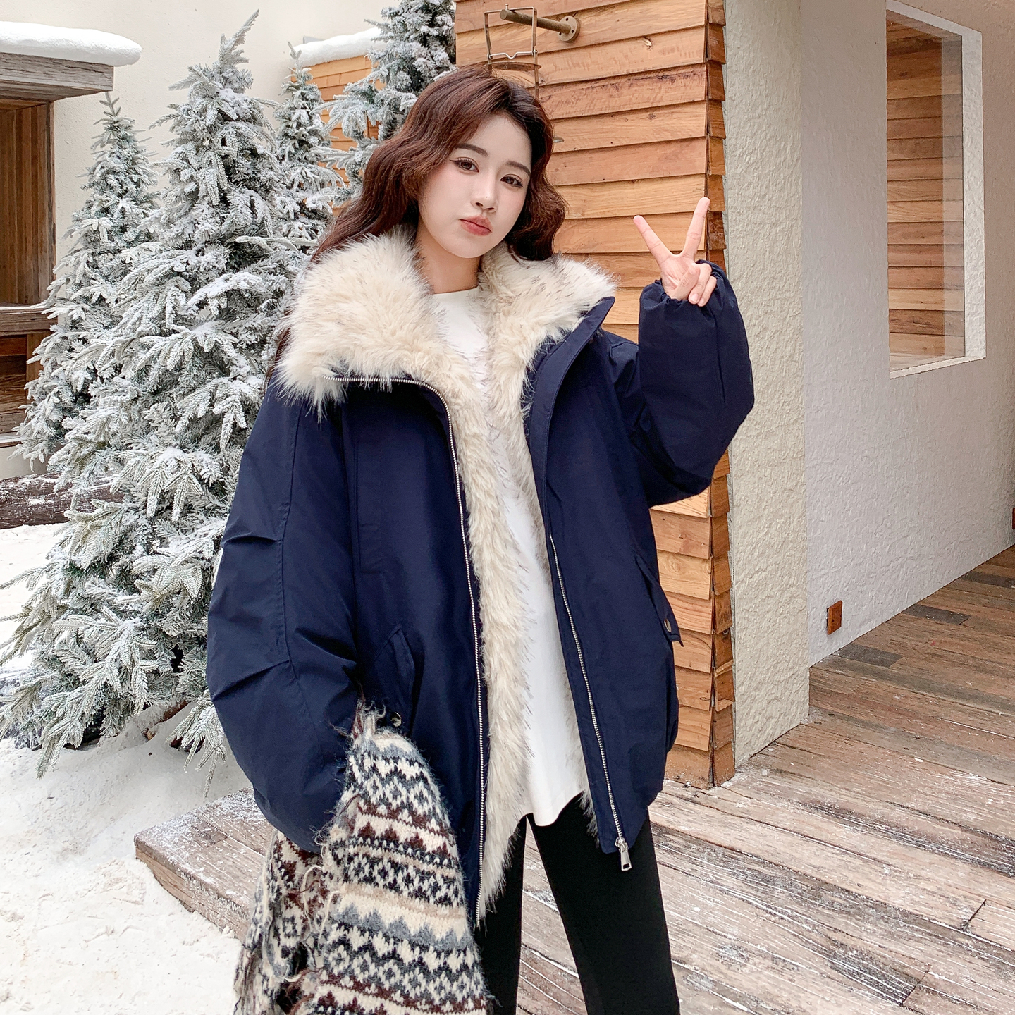 2025冬季大毛领派克服白鸭绒内胆7835-P275-K418