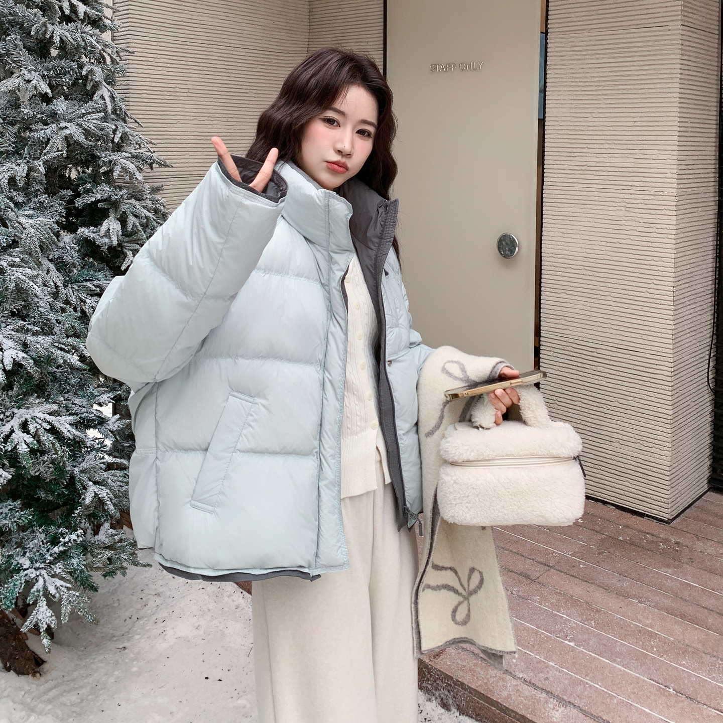 新款首发2025冬季立领撞色羽绒服面包服7848-P260-K398