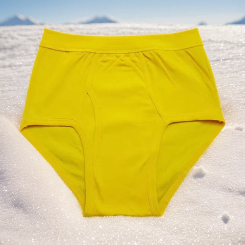 黄色男士三角内裤纯棉厚开口宽边