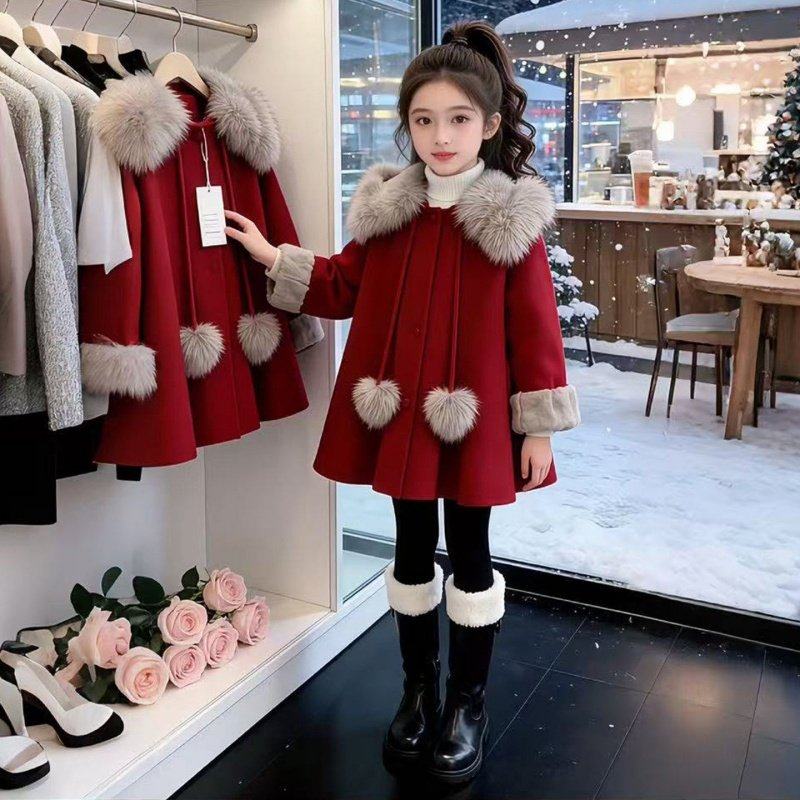 新年装女童安哥拉红外套2026新年拜年年服中大童喜庆毛毛斗篷外套,童装/婴儿装/亲子装,普通外套,淘宝优惠券,粉丝福利购,淘宝优惠卷