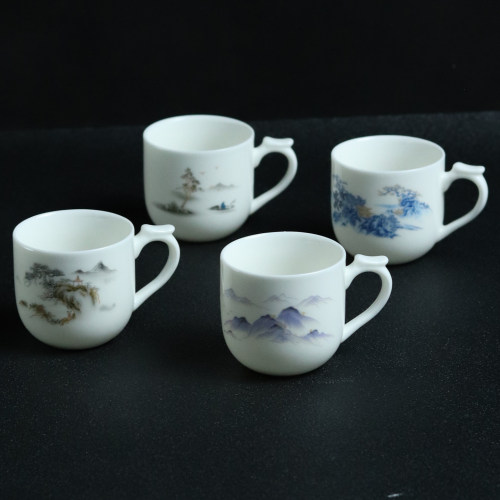 羊脂玉瓷防烫有耳品茗杯可定制