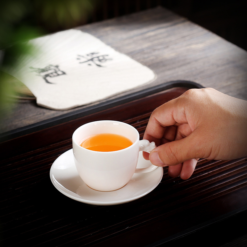 羊脂玉手柄茶杯陶瓷防烫主人杯茶具品茗杯简约家用泡茶单杯小茶碗