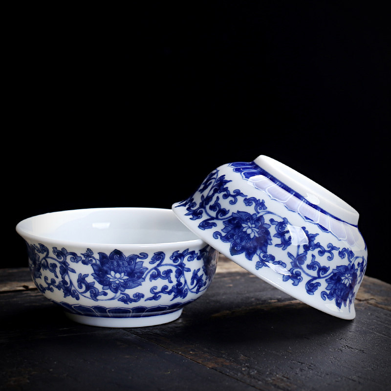 陶瓷茶杯主人杯单杯复古青花瓷品茗杯茶盏茶碗家用功夫茶具泡茶杯