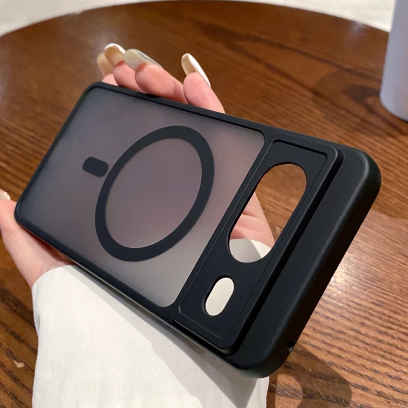 黑色磁吸适用于谷歌pixel9proxl手机壳pixel8pro简约肤感磨砂透黑10xl全包四角防摔8a商务男士9A黑边半透明壳