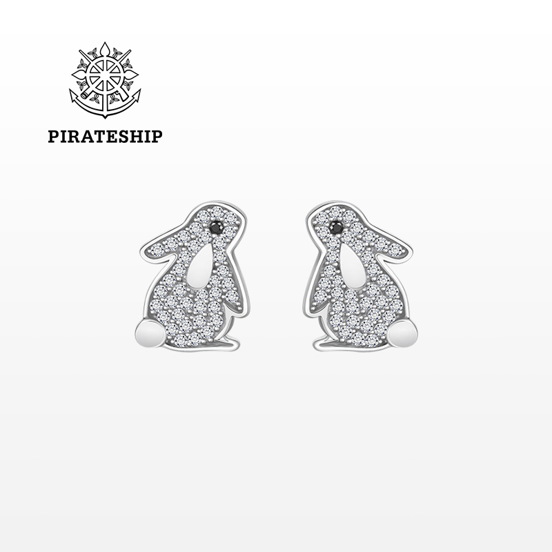 海盗船银饰银兔耳钉秋冬款