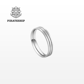 素圈银戒指女简约男士 海盗船银饰情侣对戒时尚 个性 指环潮轻奢小众