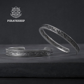 海盗船银饰浪花手镯高级感复古个性 设计感手环饰品女网红银手链潮