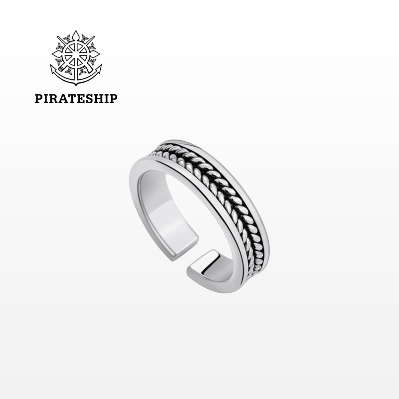 海盗船银饰麦穗戒指女欧美复古