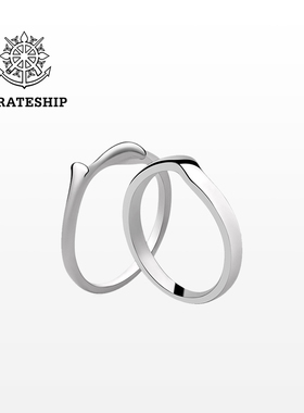 海盗船银饰 日韩情侣对戒925银戒指女简约海浪海岸设计戒指男女