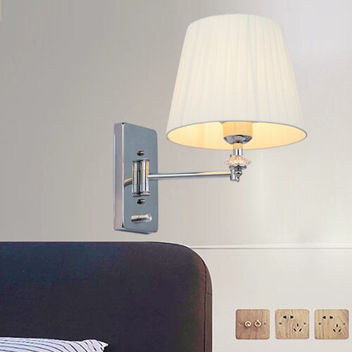 银色调光宾馆带开关可伸缩墙壁灯