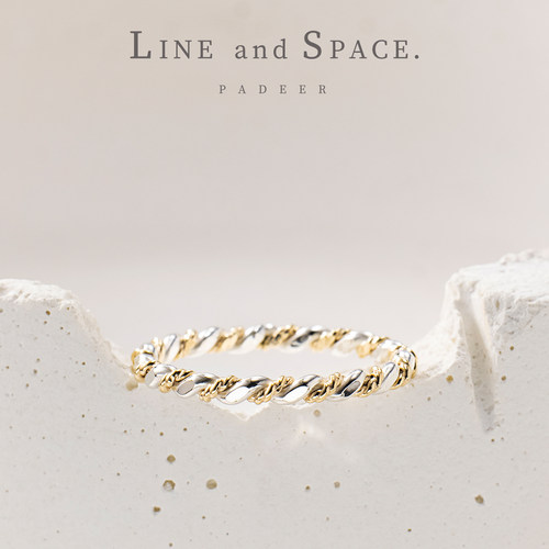 14K包金S925纯银金银撞色闪亮切面麻花戒指女 欧美小众高级感尾戒