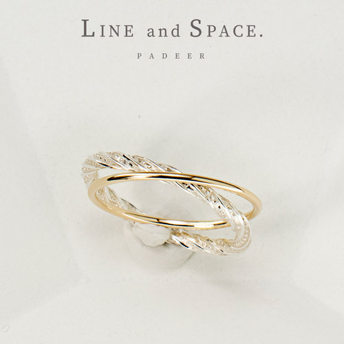 14K包金纯银金银撞色缠绕双指环