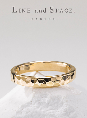 14K包金手工锤纹质感立体戒指女食指 欧美风高级感素圈尾戒小指