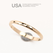 欧美简约 闺蜜女中指戒指细 14K包金手工切面1.6mm 金色尾戒指环