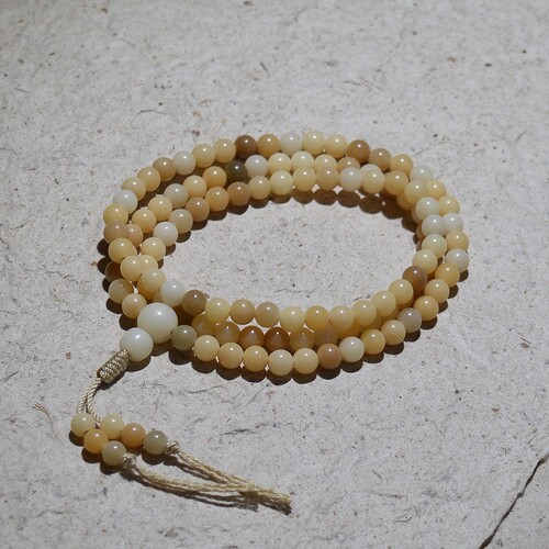 风化白玉菩提圆珠手串108颗佛珠