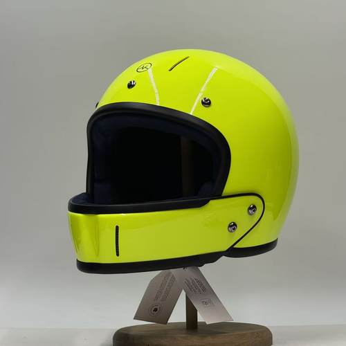 veldt三C认证荧光黄哈雷法国摩托车复古风全盔头盔机车通用碳纤维