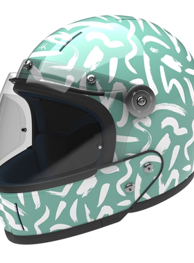 薄荷涂鸦VELDT法国复古盔电动车头盔3c认证男女半盔摩托车安全