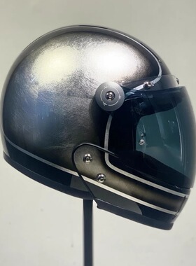 纳波利斯VELDT复古摩托车头盔男女碳纤维渐变头盔银箔渐变+线条