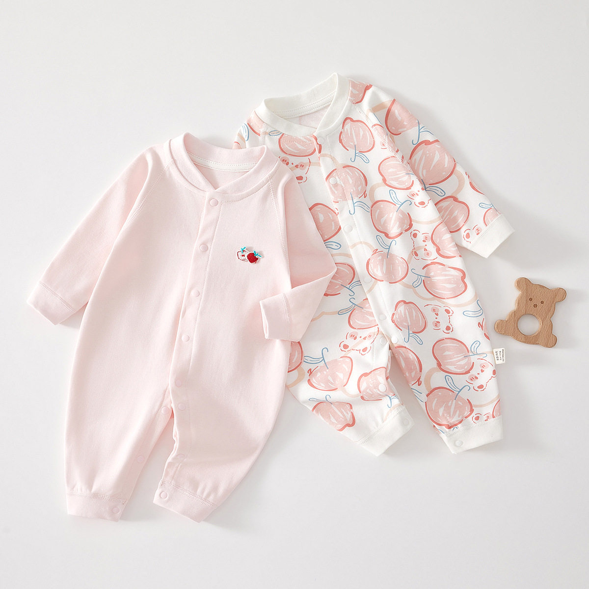 婴儿连体衣服纯棉新生儿宝宝哈衣爬服春秋无骨打底内衣睡衣外出服