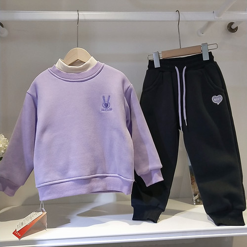 萱萱小兔冬季新款女童加厚保暖三层休闲舒适厚卫衣上衣棉袄卫衣