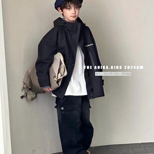 阿尼卡ANIKA童装女童2024秋新男童儿童冲锋衣中大童带帽休闲外套