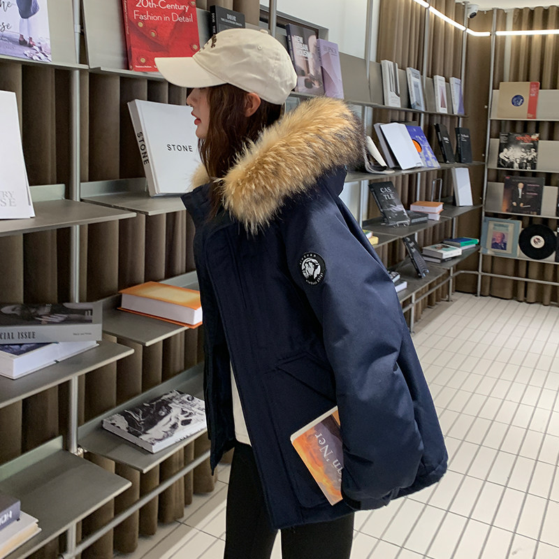 大毛领工装羽绒服女2026年新羽绒服