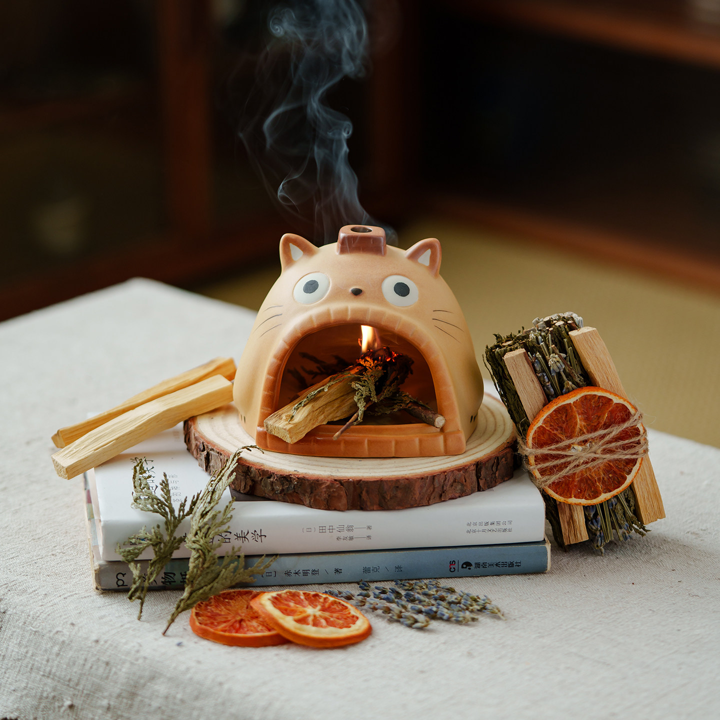 能量草仗香薰炉猫咪壁炉图片