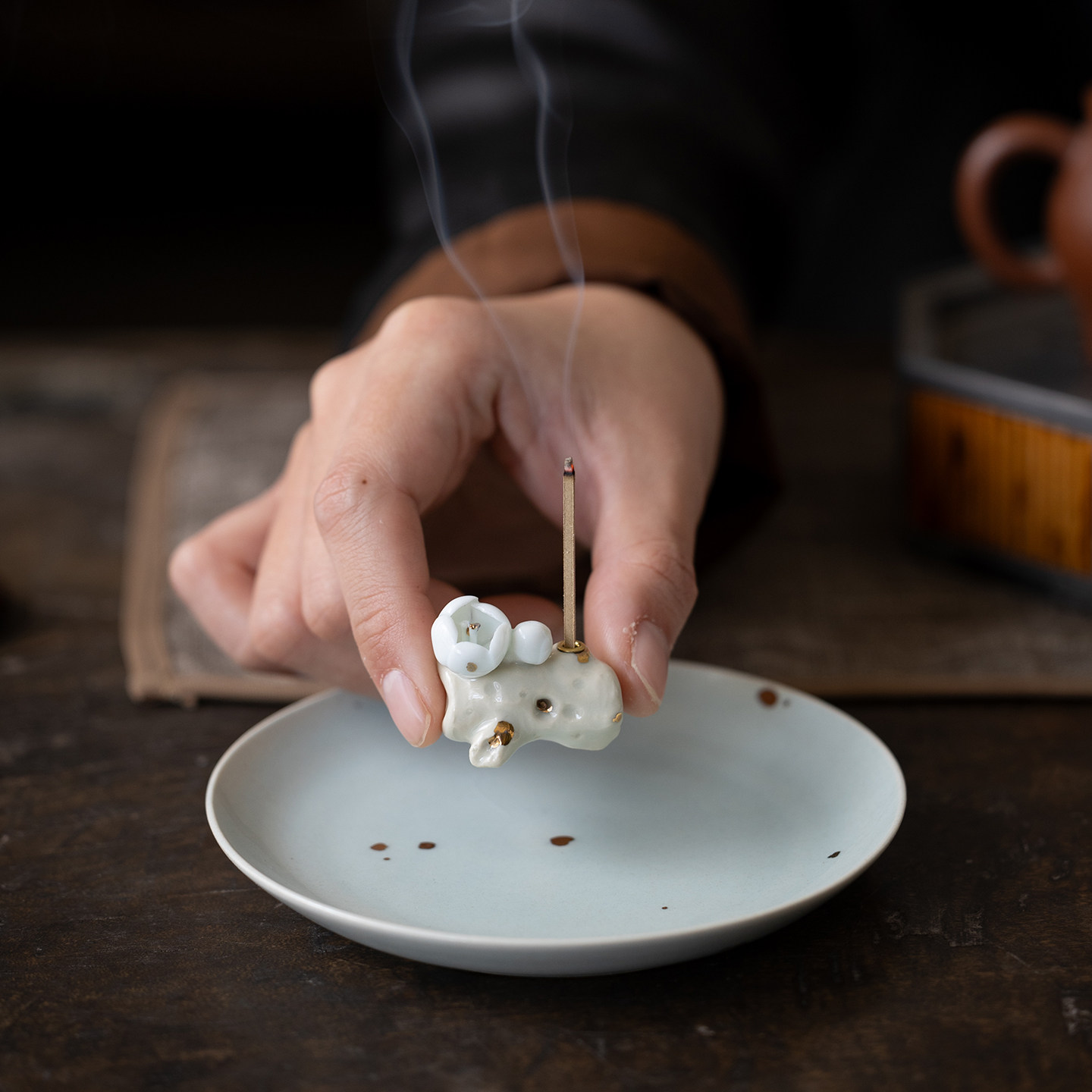 手捏梅花线香插香托香座香薰炉手工花朵复古茶宠桌面摆件笔搁零配,餐饮具,茶道/香炉,淘宝优惠券,粉丝福利购,淘宝优惠卷