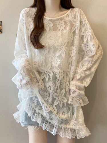 超大码2-300斤韩系设计感蕾丝T恤夏季胖mm280斤宽松甜美休闲上衣