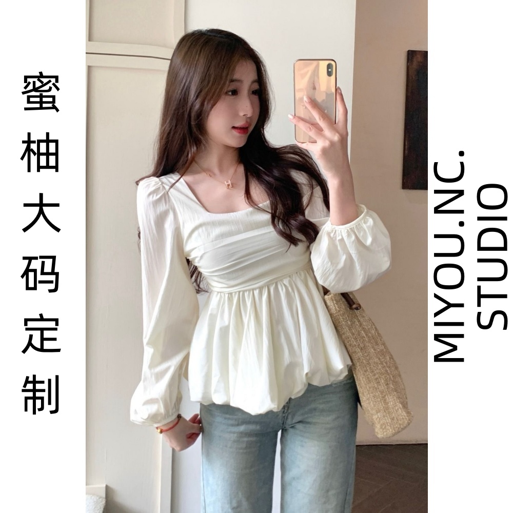 遮肚子显瘦高级感长袖衬衫上衣