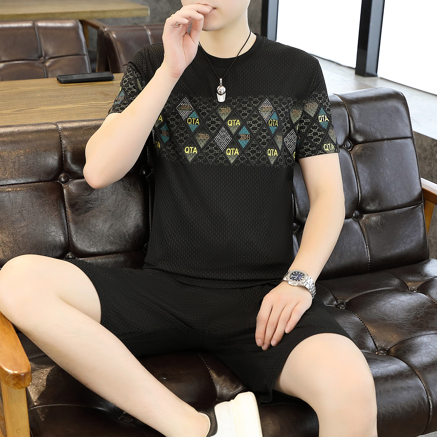 夏季冰丝睡衣男短袖短裤两件套薄款大码宽松休闲可外穿家居服套装,女士内衣/男士内衣/家居服,睡衣/家居服套装,淘宝优惠券,粉丝福利购,淘宝优惠卷