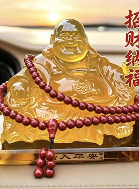 新款汽车香水汽车摆件弥勒佛大号镀G金佛香水座车上用品弥勒佛