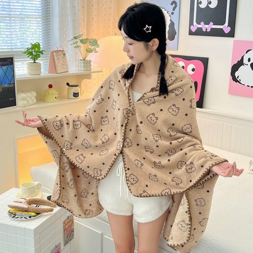 卡通保暖坐月子披肩宝宝披被