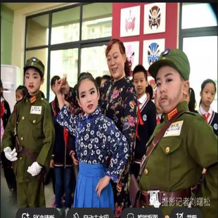 六一民国士兵儿童男女特务服装沙家浜刁德一国军军装舞台演出服装