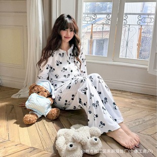 禾莳 韩系可爱睡衣女米奇印花海岛绒可外穿两件套 米奇妙妙屋