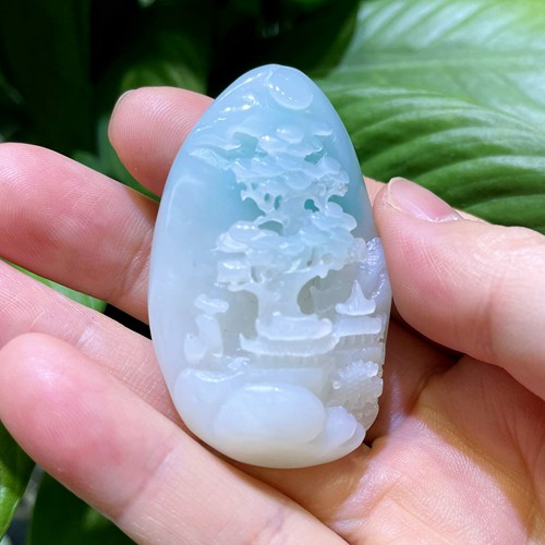 和田玉羊脂白玉山水挂件 一级白羊脂玉人物吉祥吊 坠男女款带质检