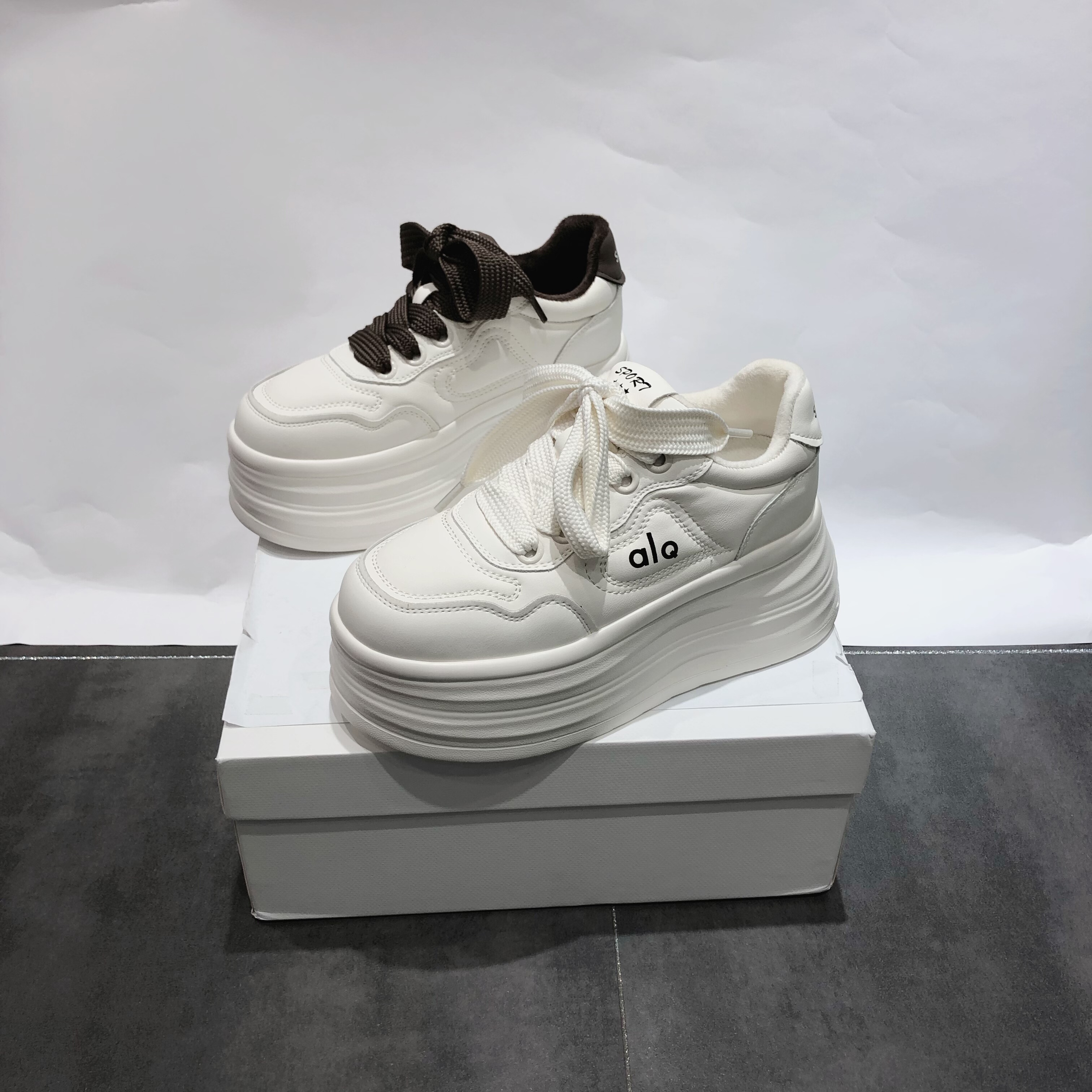 LFR真皮加绒小白鞋女2025新款小个子7cm厚底增高运动松糕鞋板鞋