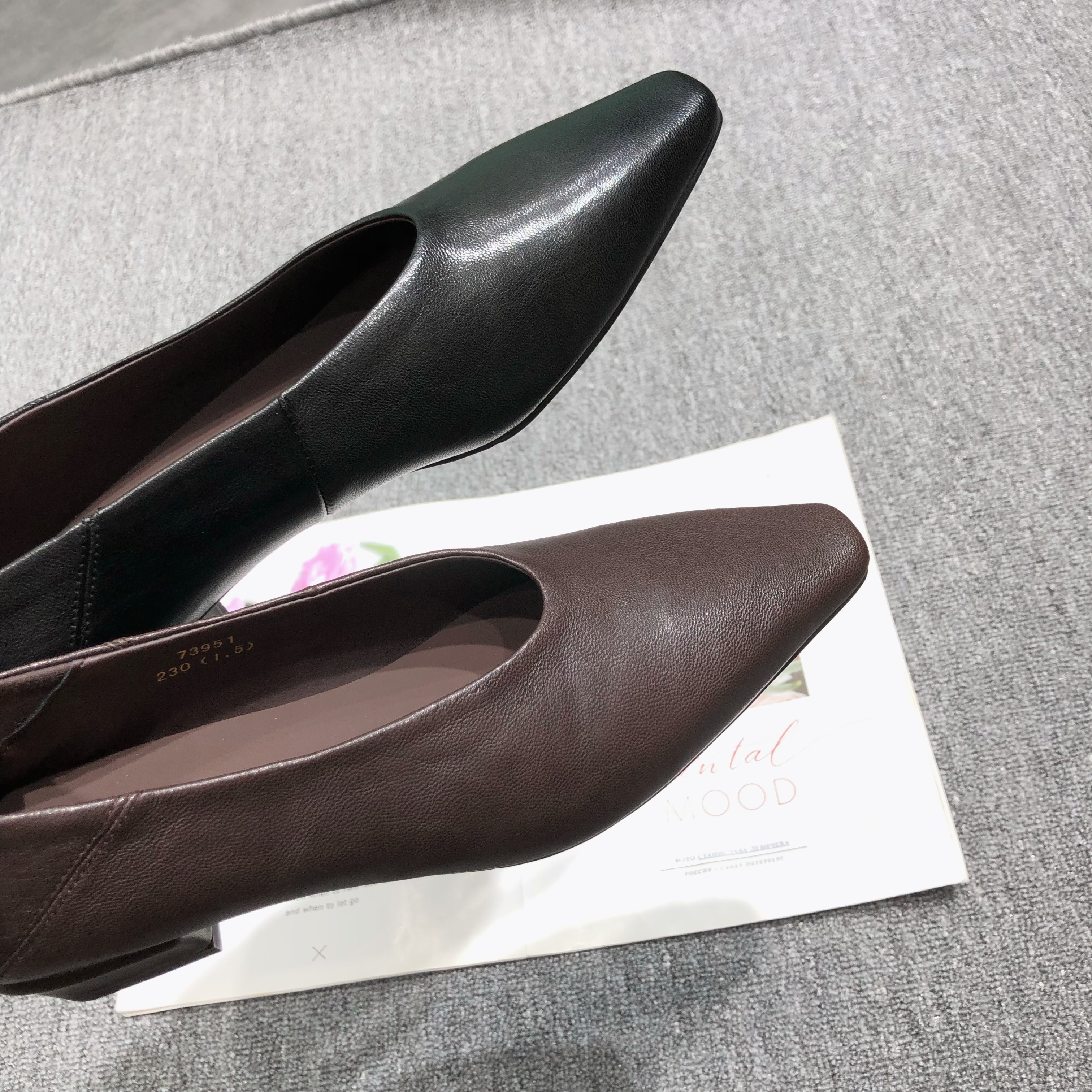 凡柔真皮浅口单鞋女2026新款夏秋方头低跟玛丽珍鞋法式气质小皮鞋