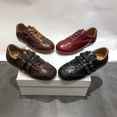 LFR真皮德训鞋女2026新款春季百搭平底休闲运动板鞋复古阿甘鞋子