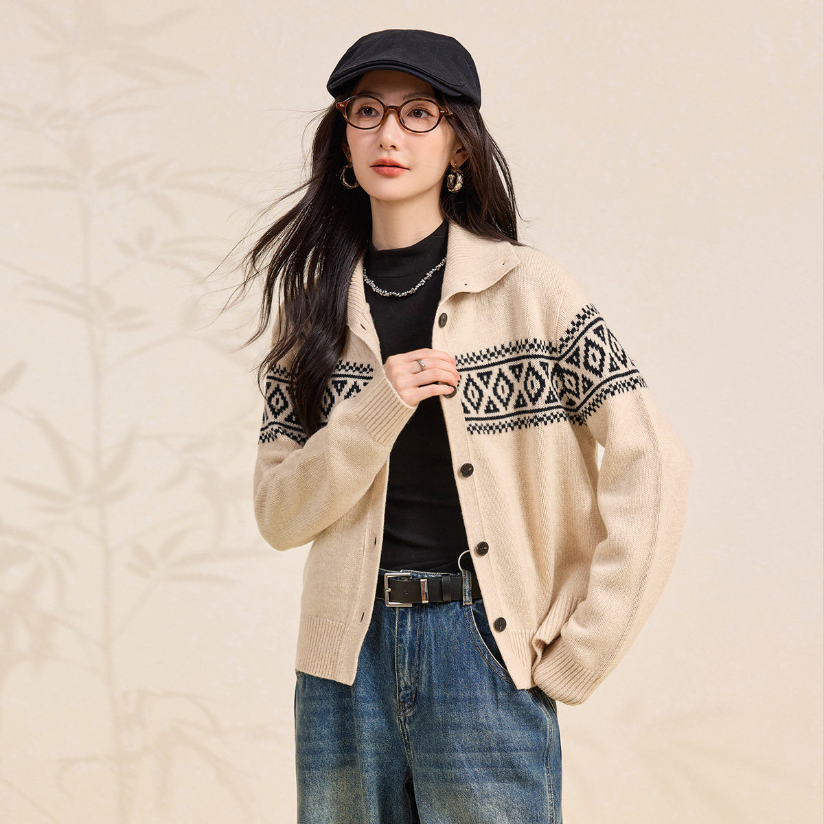 春竹25新款羊毛高领合体电脑提花长袖女士针织扣子开衫,女装/女士精品,毛针织衫,淘宝优惠券,粉丝福利购,淘宝优惠卷