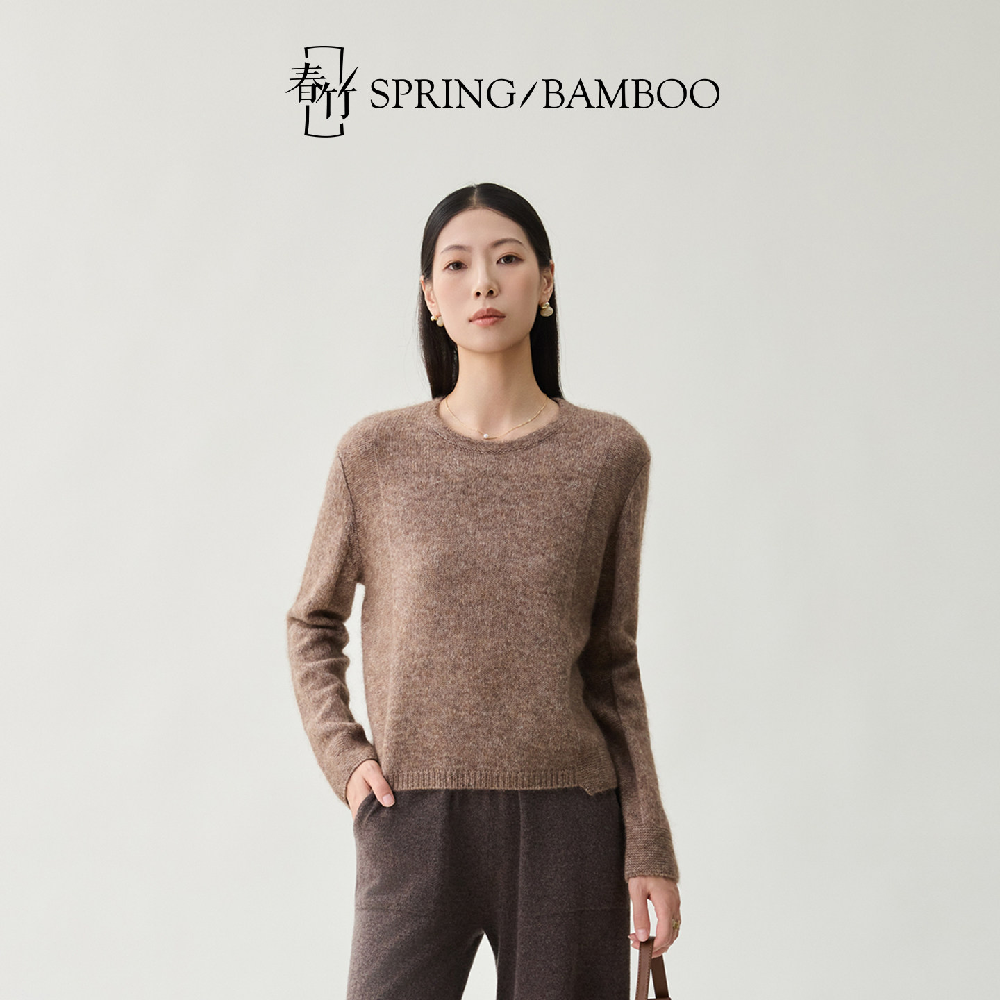 春竹2025秋冬新款羊绒羊毛混纺圆领宽松淑女长袖毛衣女士羊绒衫,女装/女士精品,毛衣,淘宝优惠券,粉丝福利购,淘宝优惠卷