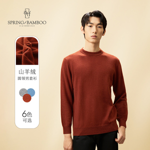 【商场同款】春竹羊绒衫男休闲百搭款保暖宽松针织毛衣圆领男套衫