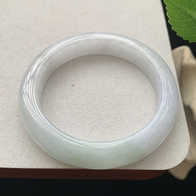 缅甸翡翠手镯A货55.4MM冰透浅紫浅绿翡翠细润玉手镯女款珠宝