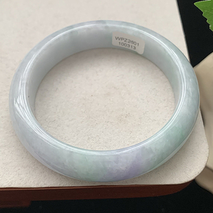 缅甸翡翠手镯A货60.4MM浅紫浅绿春彩翡翠玉手镯女款珠宝